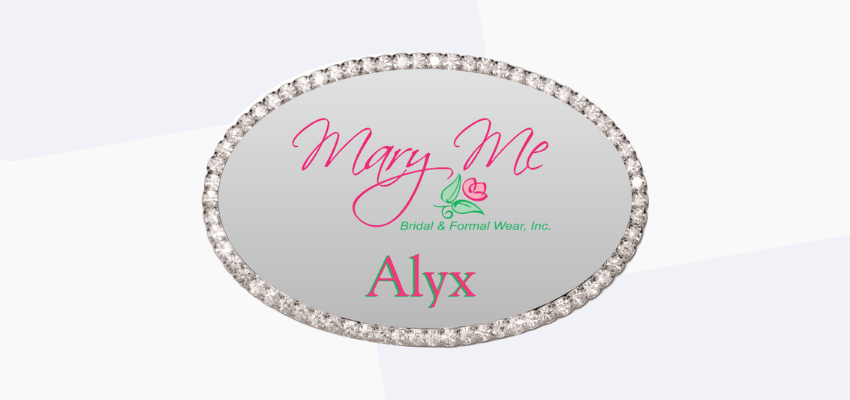 name tag oval with bling