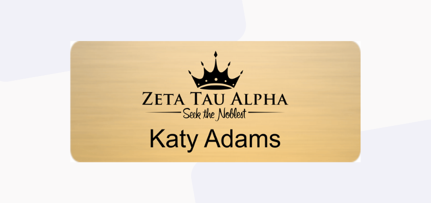 gold sorority name tag - how to order