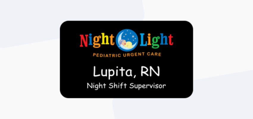 medical office black name tag