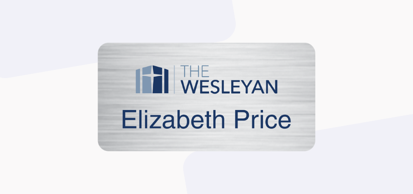 employee name tag illustrating happy customers