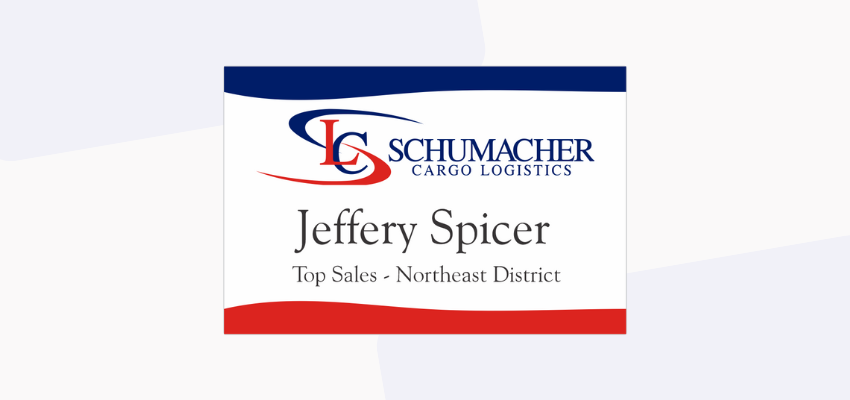 event name tag in red white and blue