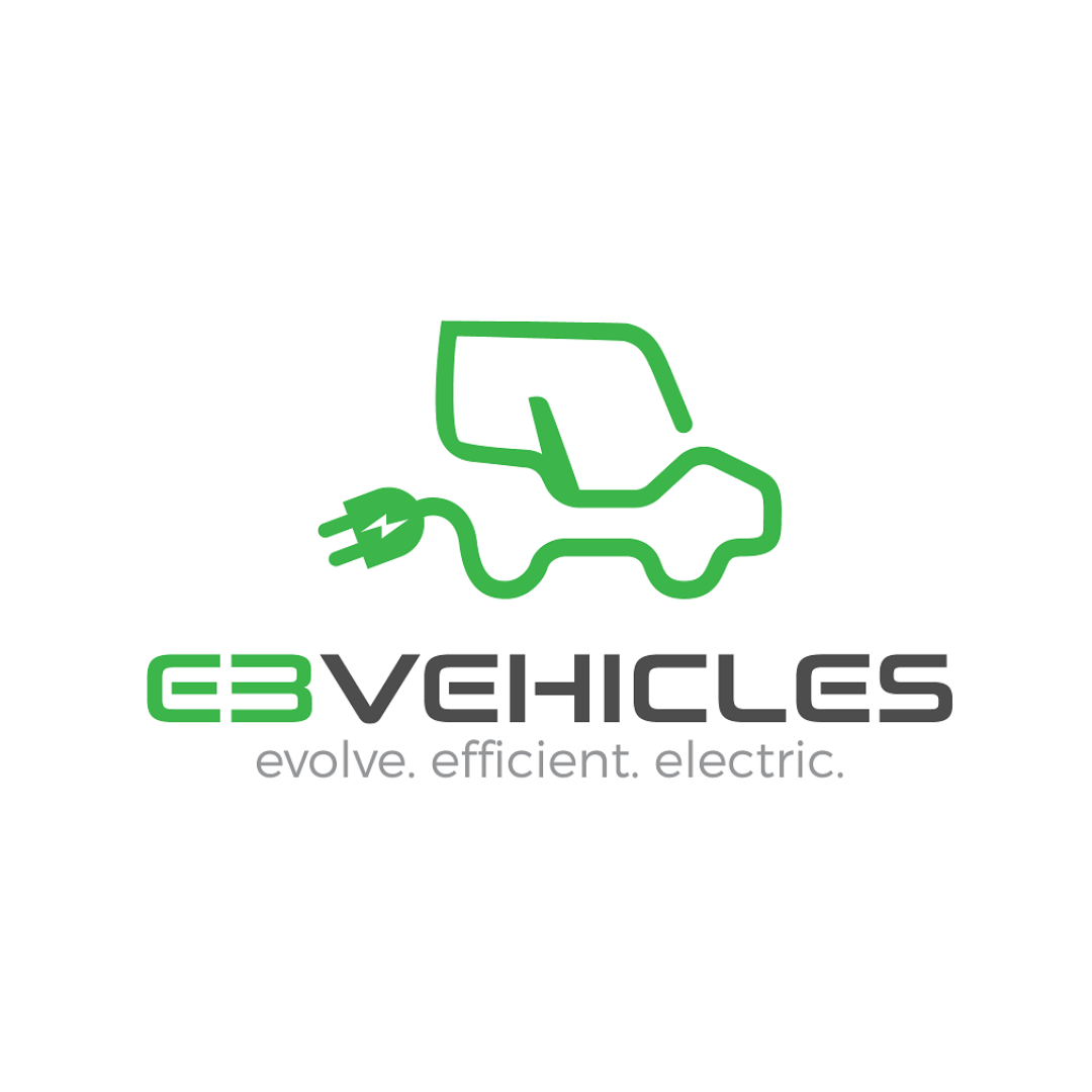 Green EV logo with plug-in van icon and text “EB VEHICLES” and “evolve. efficient. electric.”
