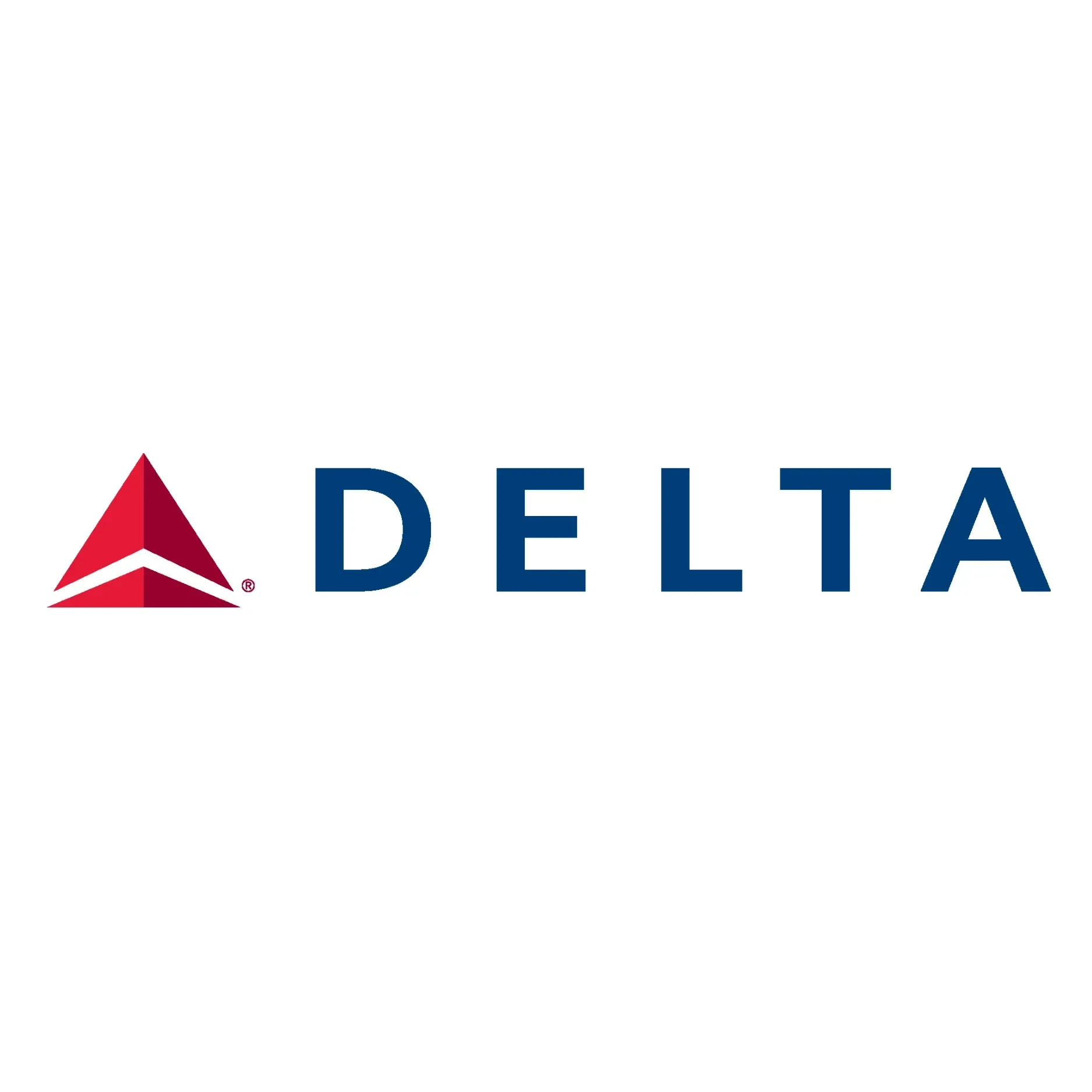 Delta logo with red triangular icon and blue wordmark on a white background