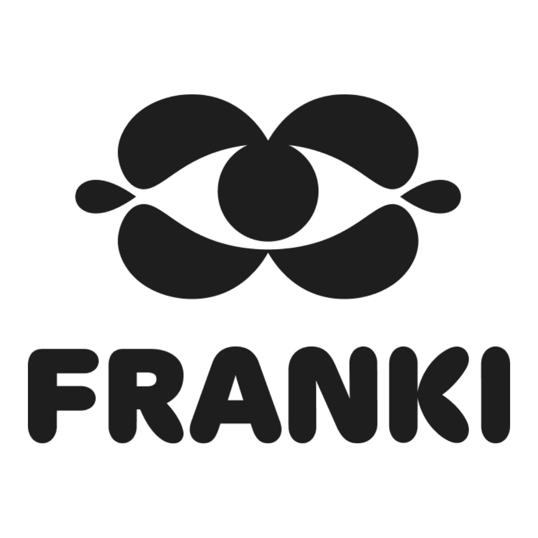 Black FRANKI logo with an abstract eye-shaped icon above the wordmark.