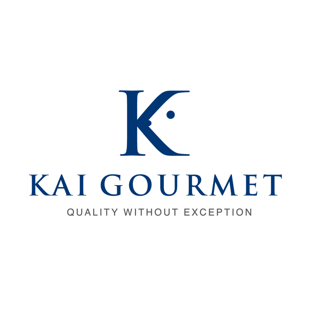 Kai Gourmet logo with navy “K” and tagline “Quality Without Exception” on white background