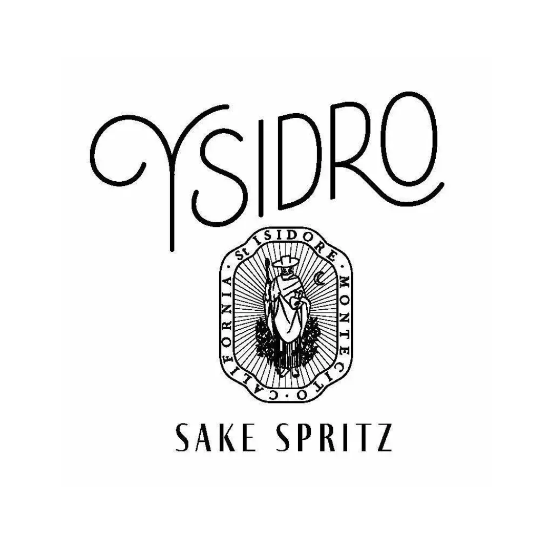 QSIDRO logo above a tiger crest with “SAKE SPRITZ” below, black on white.