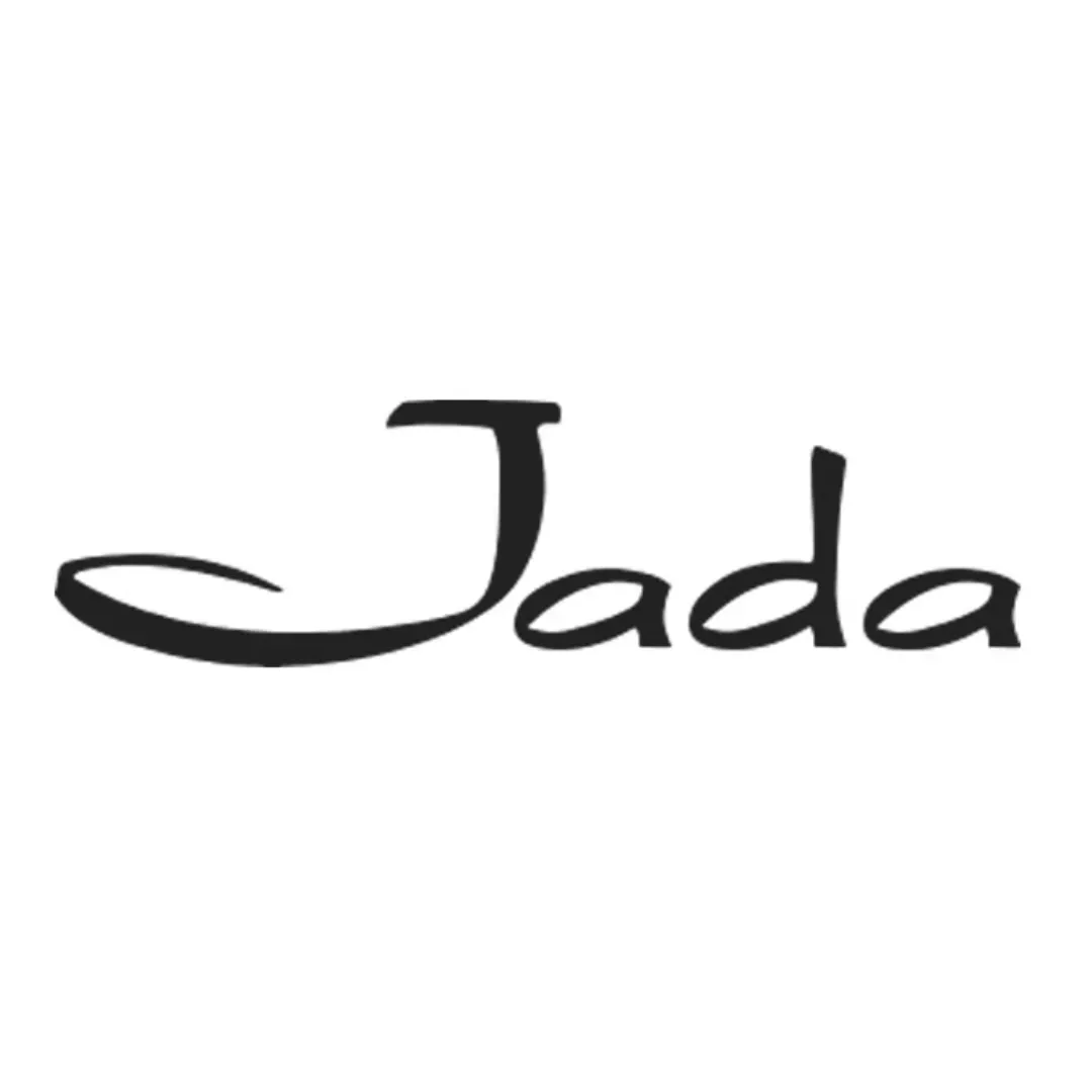 Black cursive word “Jada” on a white background
