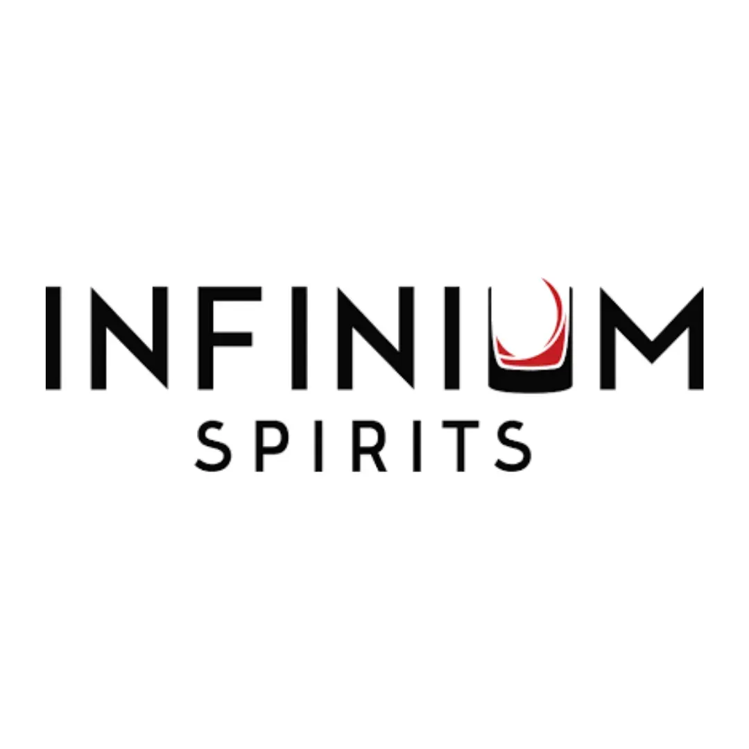 INFINIUM SPIRITS logo in black and red on a white background