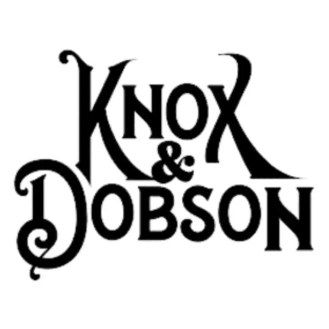 Black stylized “Knox & Dobson” logo on a white background