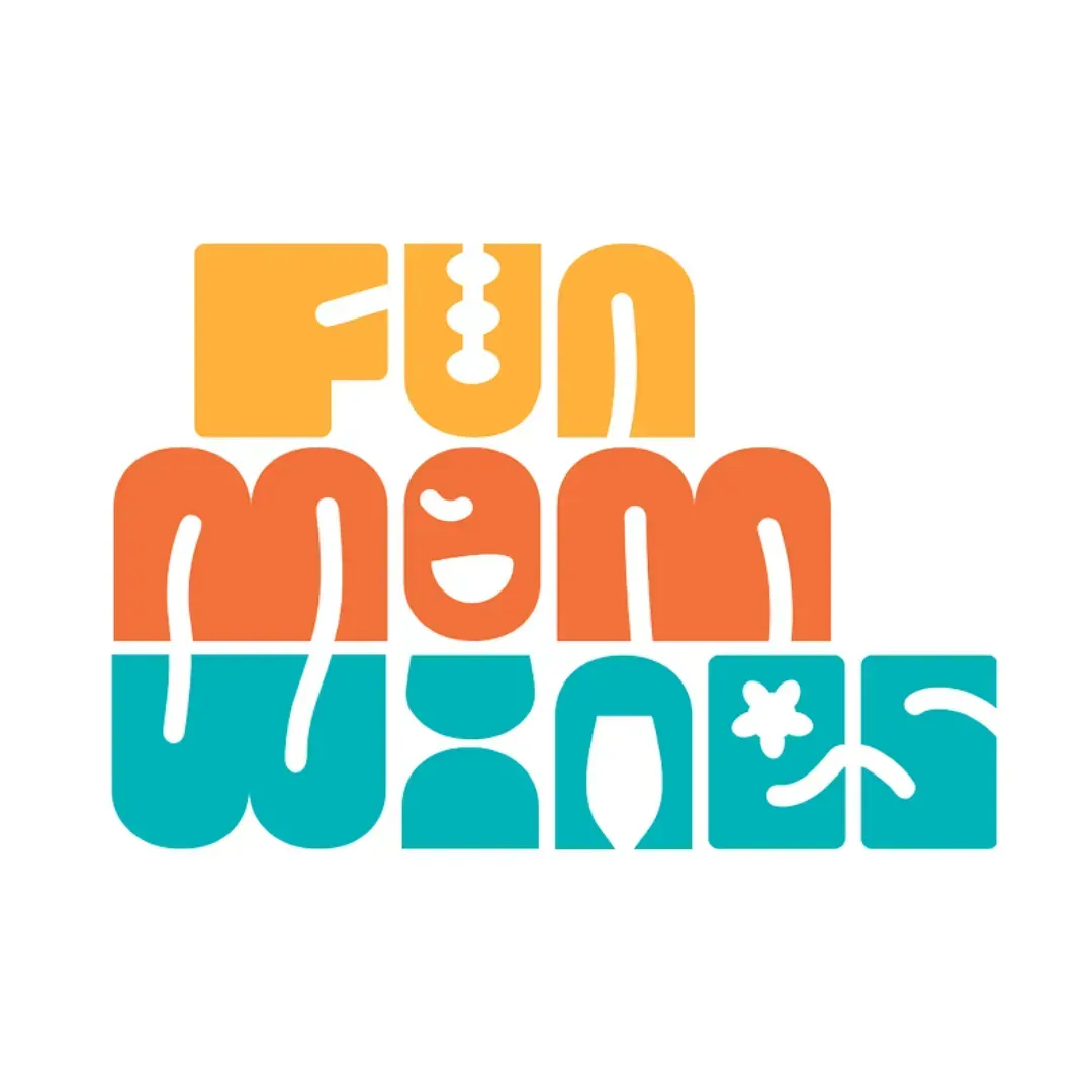 Colorful “FUN MOM” logo in yellow, orange, and teal with playful rounded letters
