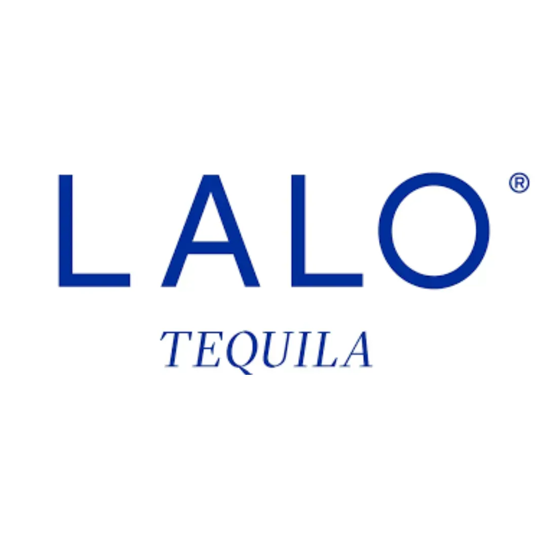 LALO Tequila logo in blue text on a white background