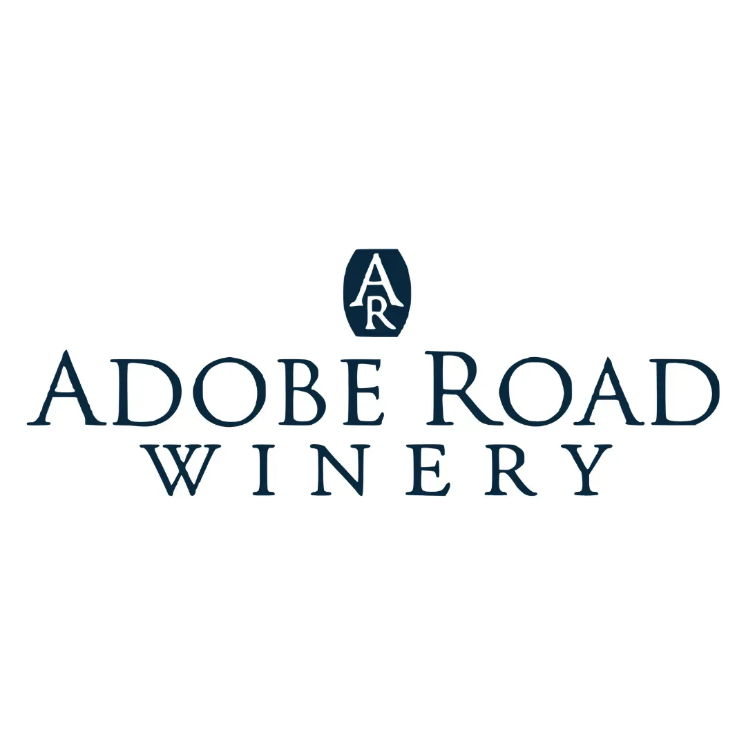 Adobe Road Winery logo in navy blue text on a white background