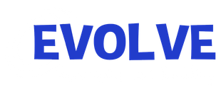 Blue “EVOLVE” text on a white background