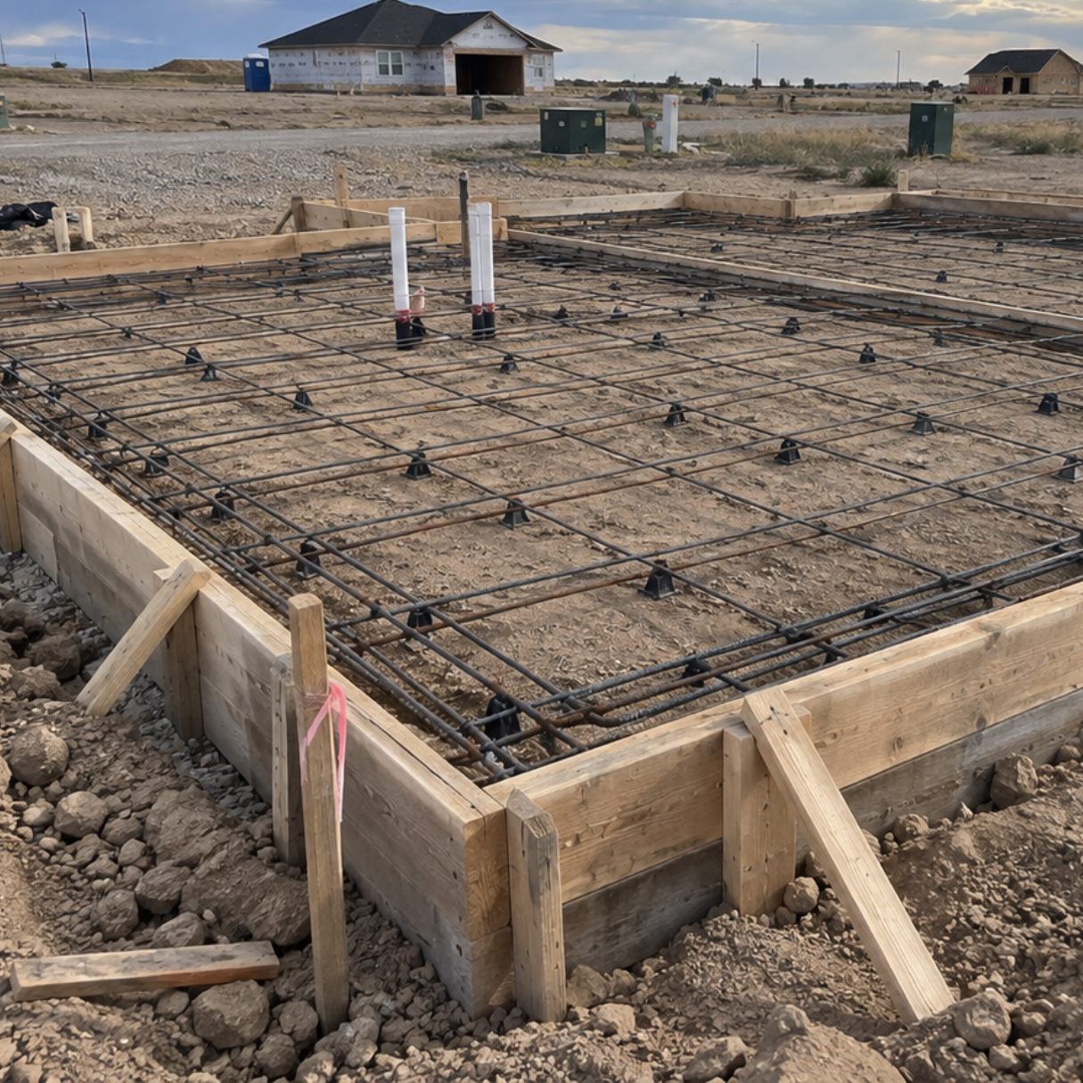 Deep excavation for a full basement foundation on a Casper Wyoming residential lot