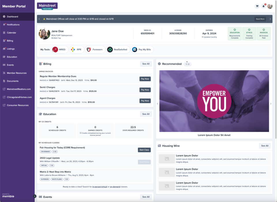 Membio Member Portal