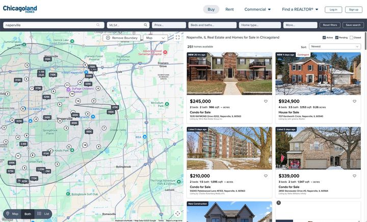 Screenshot: Membio Saved Search On ChicagolandHomes.com