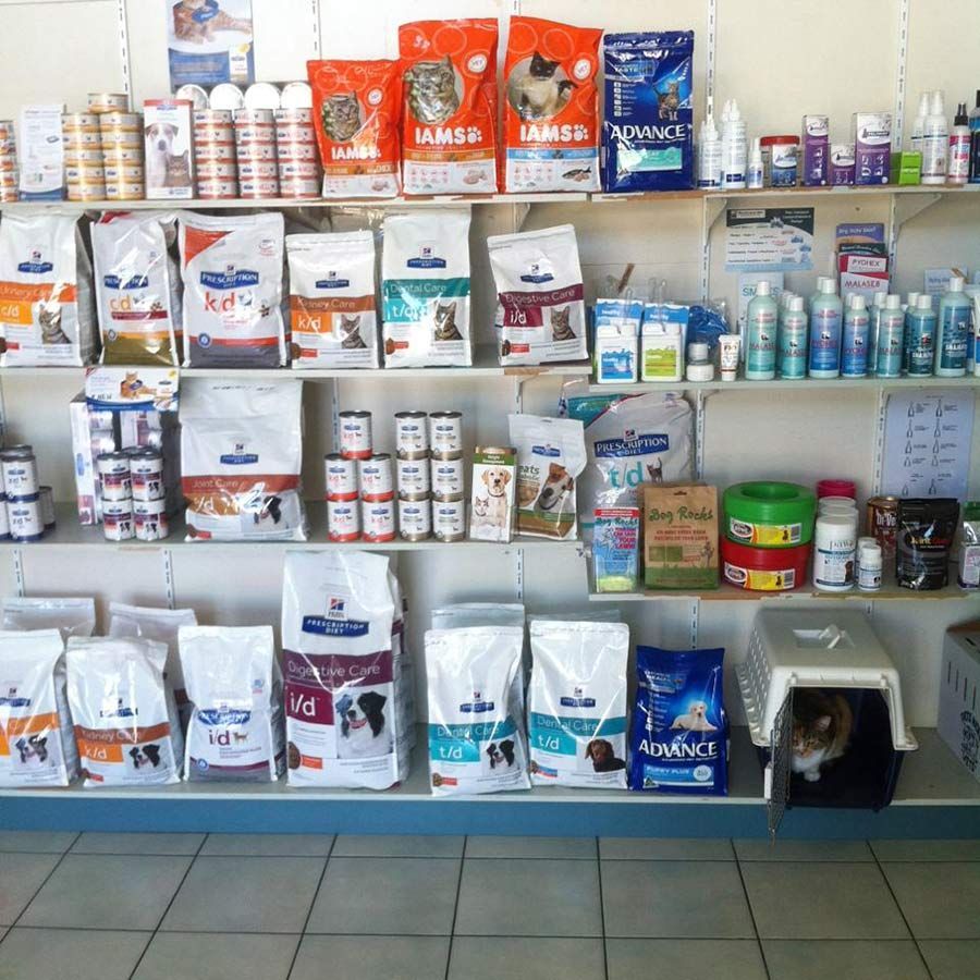 A Shelf Full of Pet Food Including IAMSR and Advance — Palms Vets–Hermit Park in Hermit Park, QLD