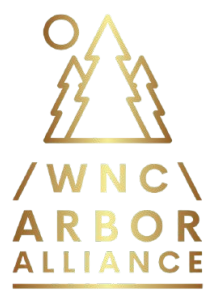 A logo for the wnc arbor alliance with three trees