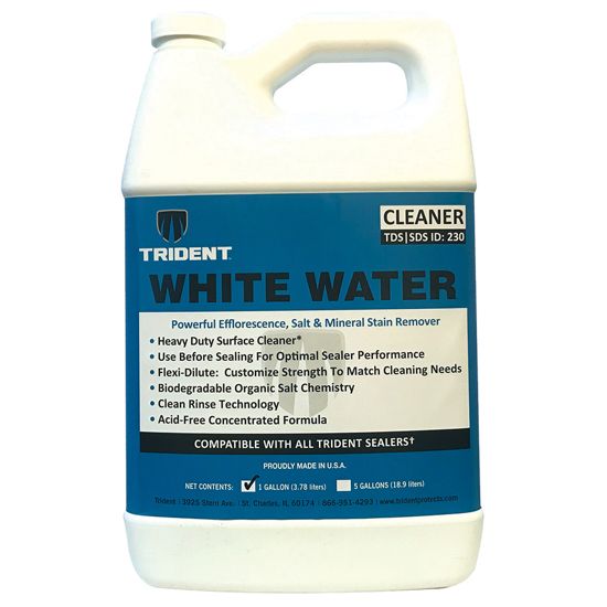 A white bottle of trident white water cleaner