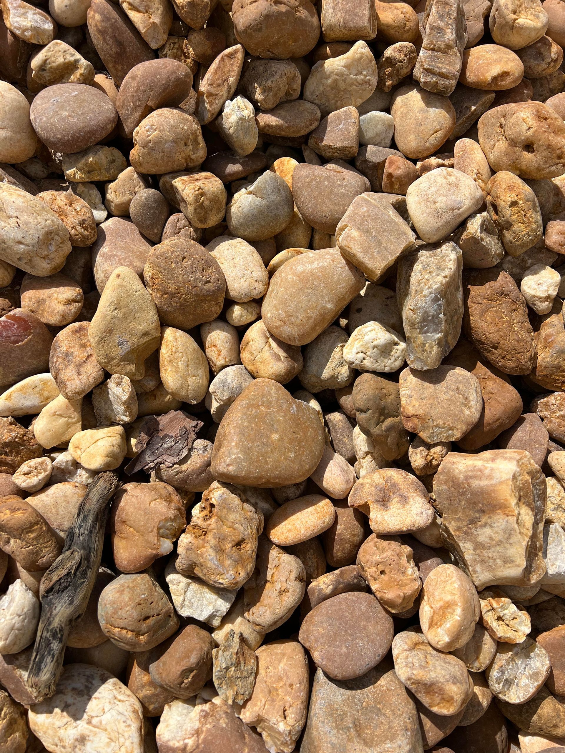 A pile of rocks is sitting on the ground.