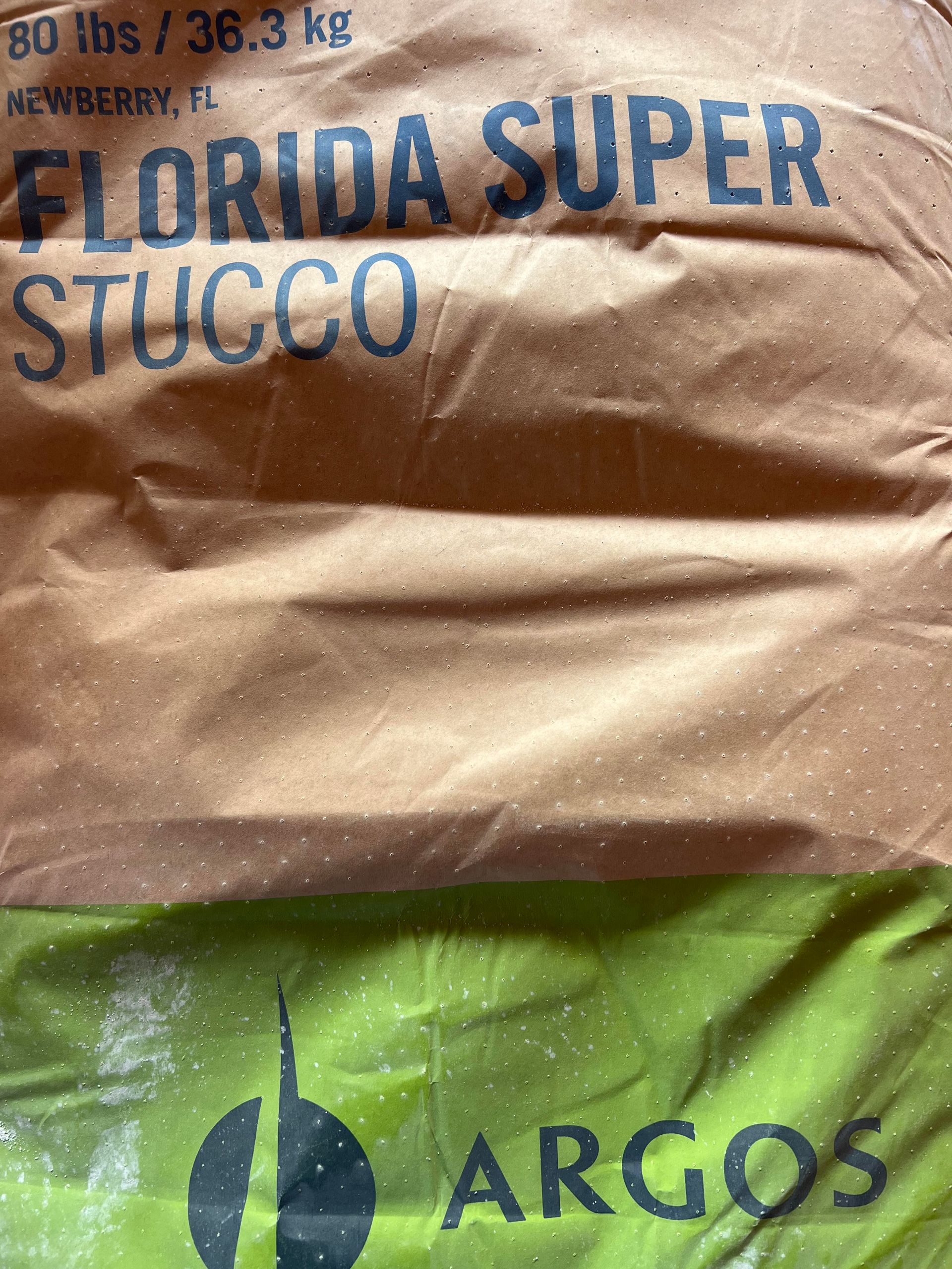 A bag of florida super stucco from argos