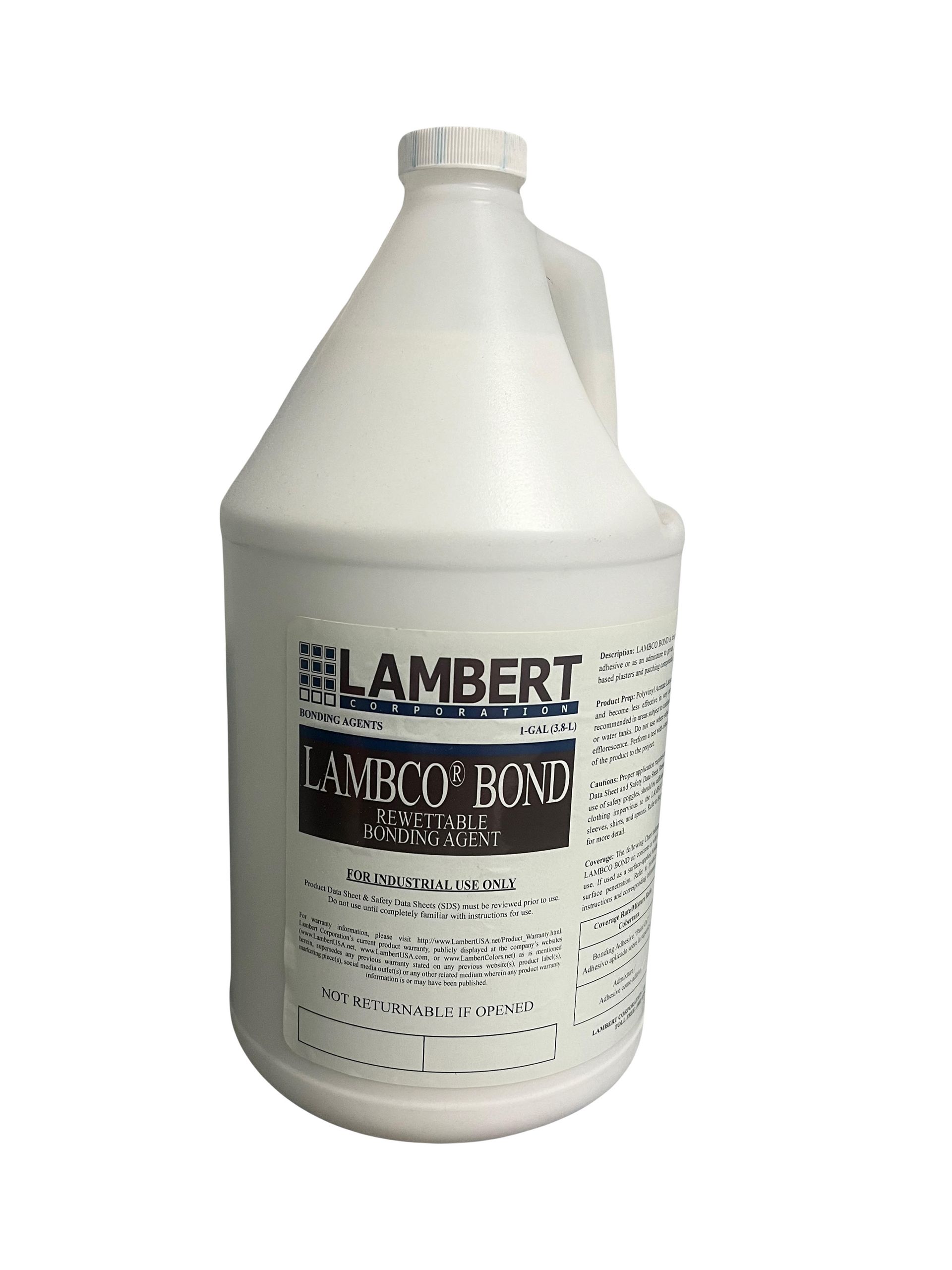 A gallon of lambert lawbook bond on a white background.