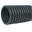 A close up of a black hose on a white background.