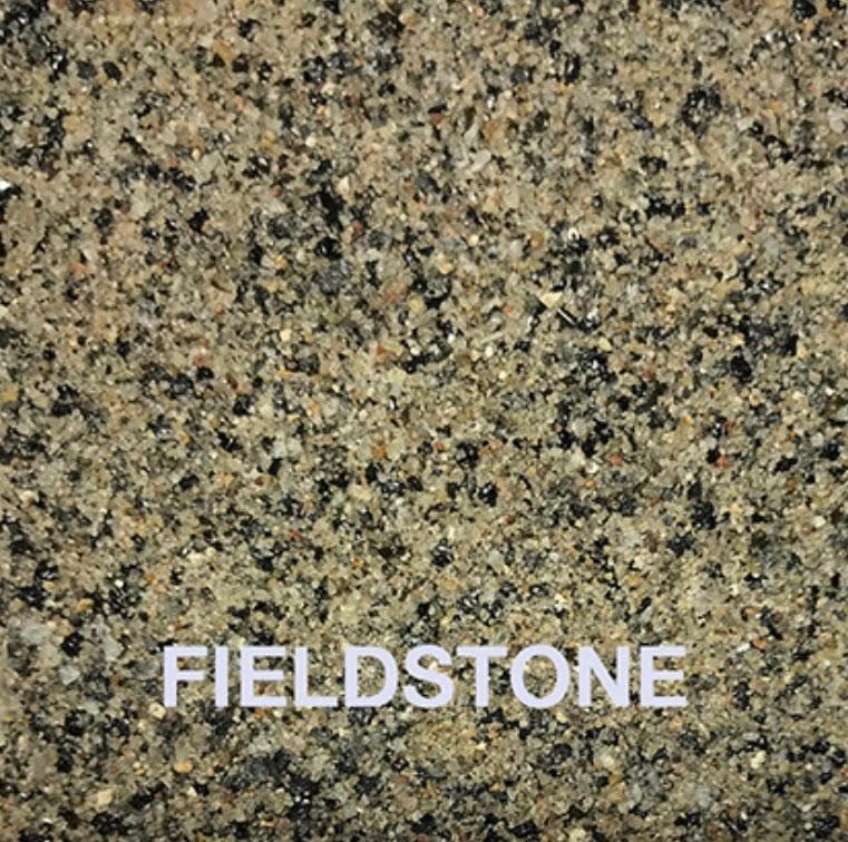 A close up of a fieldstone granite counter top