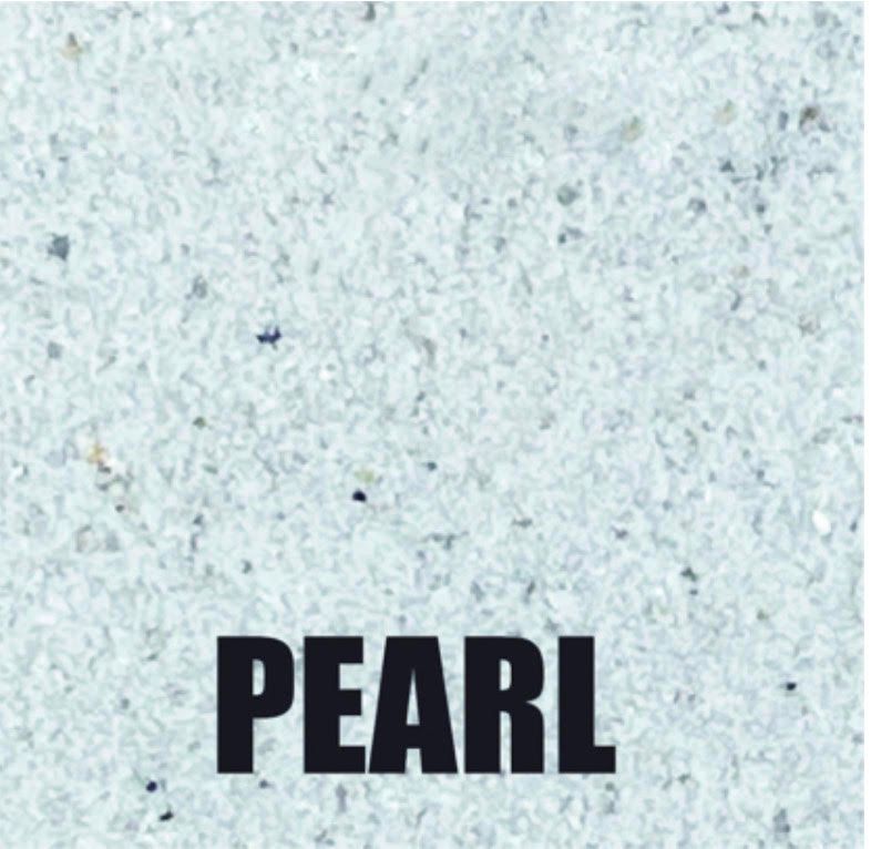 The word pearl is on a white surface