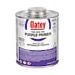 A can of purple paint is sitting on a white surface.