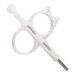 A pair of white scissors on a white background.