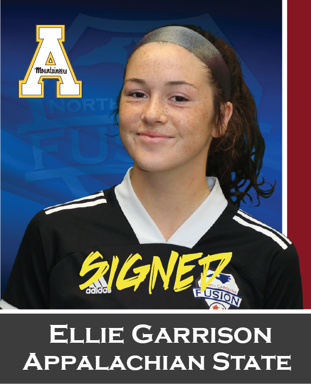 Ellie Garrison, Appalachian State signed athlete portrait in black jersey on blue background