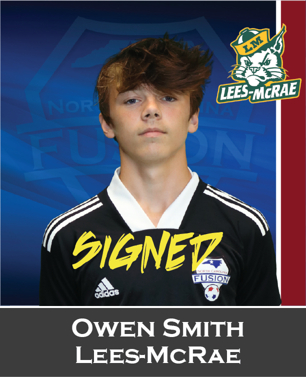 Owen Smith in black Lee-McRae jersey with “SIGNED” text on blue team graphic background