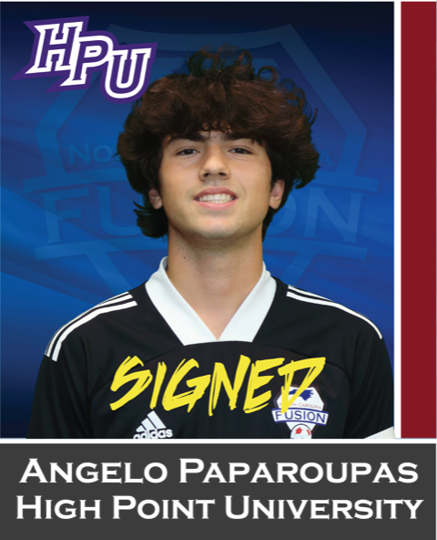 HPU signed recruit graphic featuring Angelo Paparoupas in a black jersey on a blue background.