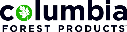 Columbia Forest Products logo with green leaf inside the letter O