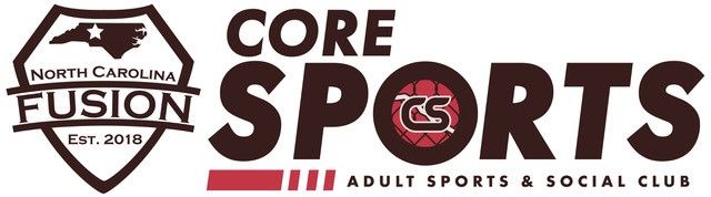 North Carolina Fusion Core Sports logo with maroon shield and bold black text