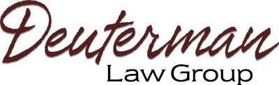 Deuterman Law Group logo in maroon script and black text on a white background