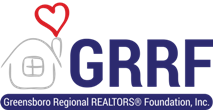 GRRF logo with house outline, red heart, and blue Greensboro Regional REALTORS® Foundation text