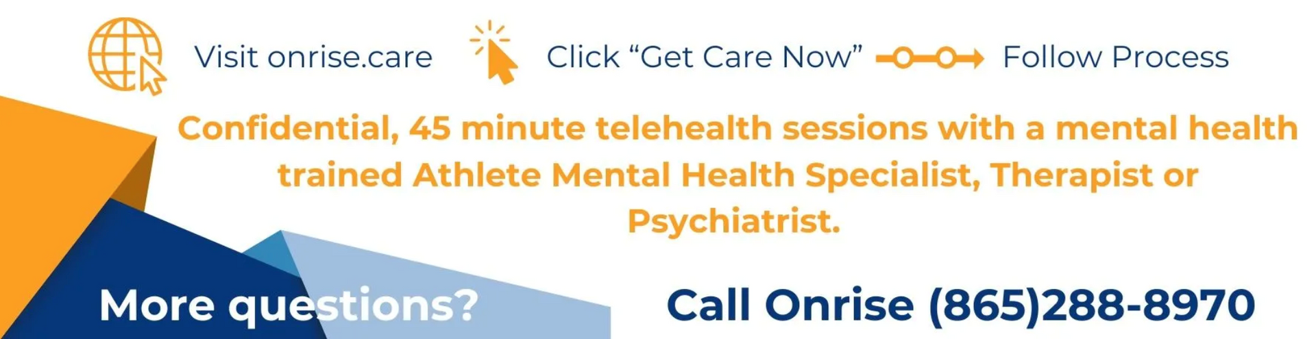Banner advertising confidential mental health support with blue/orange design, “Call Onrise (865)288-8970.”