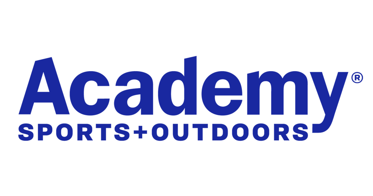 Academy Sports + Outdoors logo in blue and white