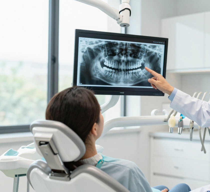 A professional dental examination in progress at a Midlothian clinic.