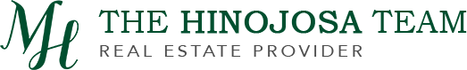 The Hinojosa Team real estate provider logo in green and black text with stylized &ldquo;MH&rdquo; initials