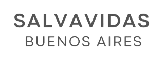Logotipo de SALVAVIDAS BUENOS AIRES en texto gris sobre fondo blanco