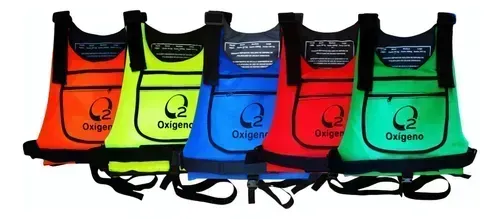 Chaleco de oxígeno de emergencia Green O2 Oxígeno, con correas y asas negras