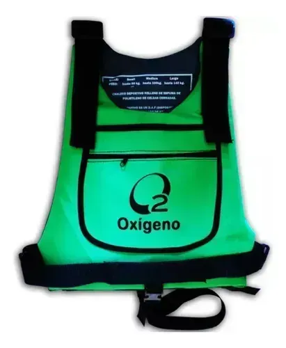 Chaleco de oxígeno de emergencia Green O2 Oxígeno, con correas y asas negras