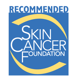 Recommended Skin Cancer Foundation logo in blue and yellow