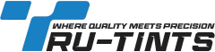 RU-TINTS logo with blue geometric icon and black italic text, "Where purity meets precision" tagline