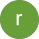 Green circle with a white lowercase “r” in the center.