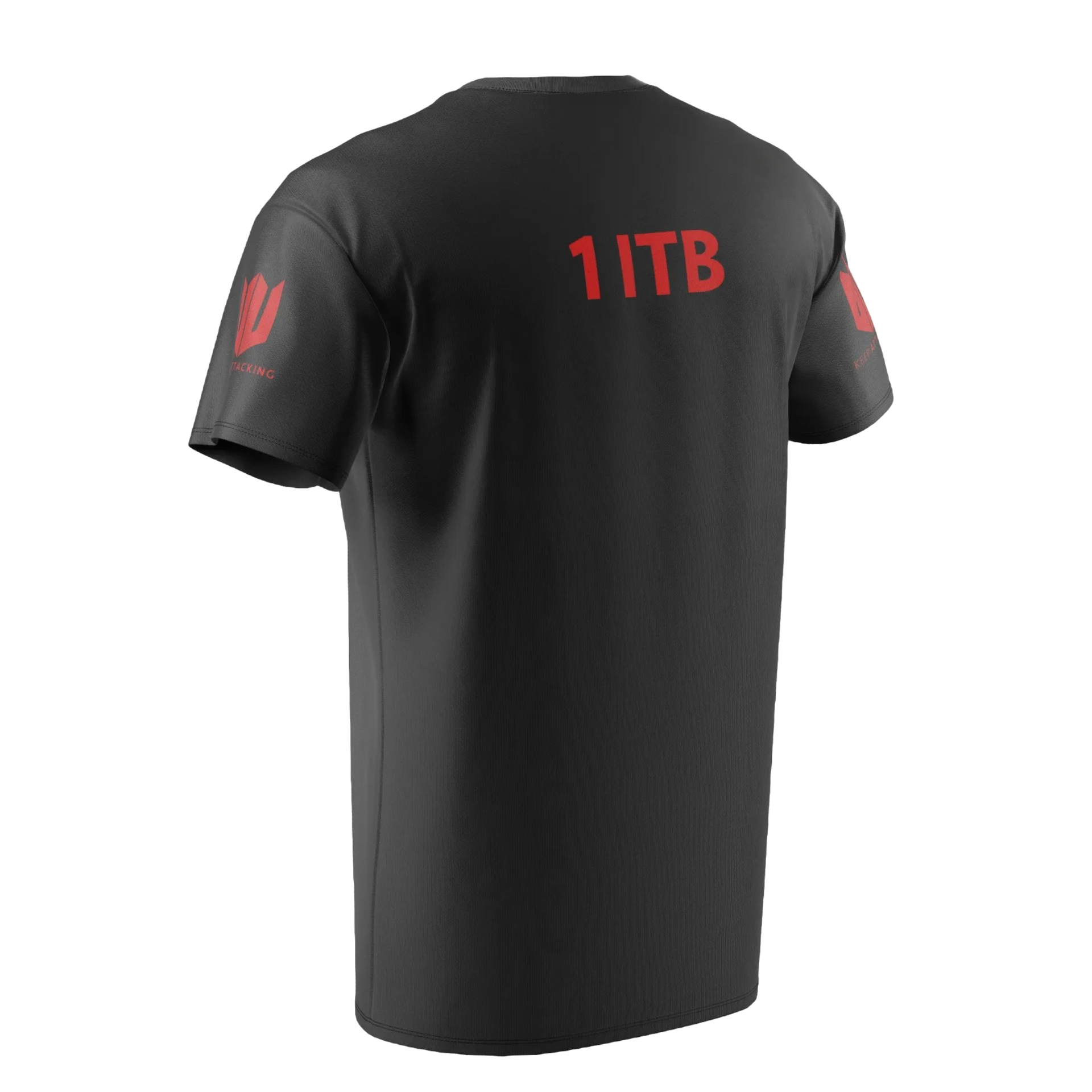 A black t-shirt with 1tb on the back