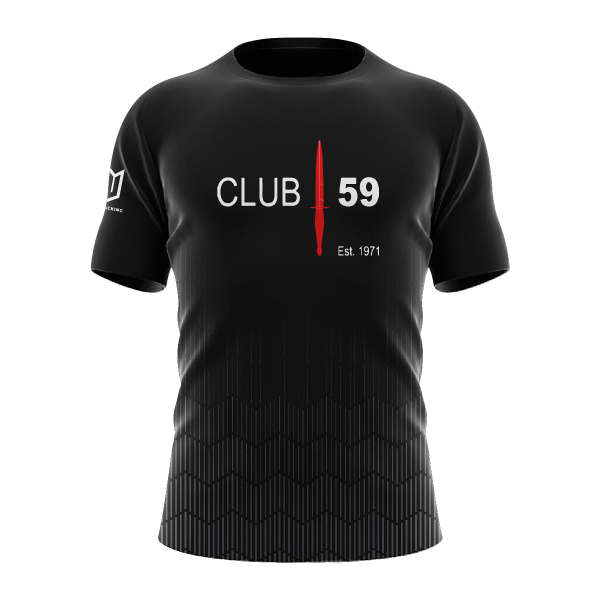 A black t-shirt with the words club 59 on it.